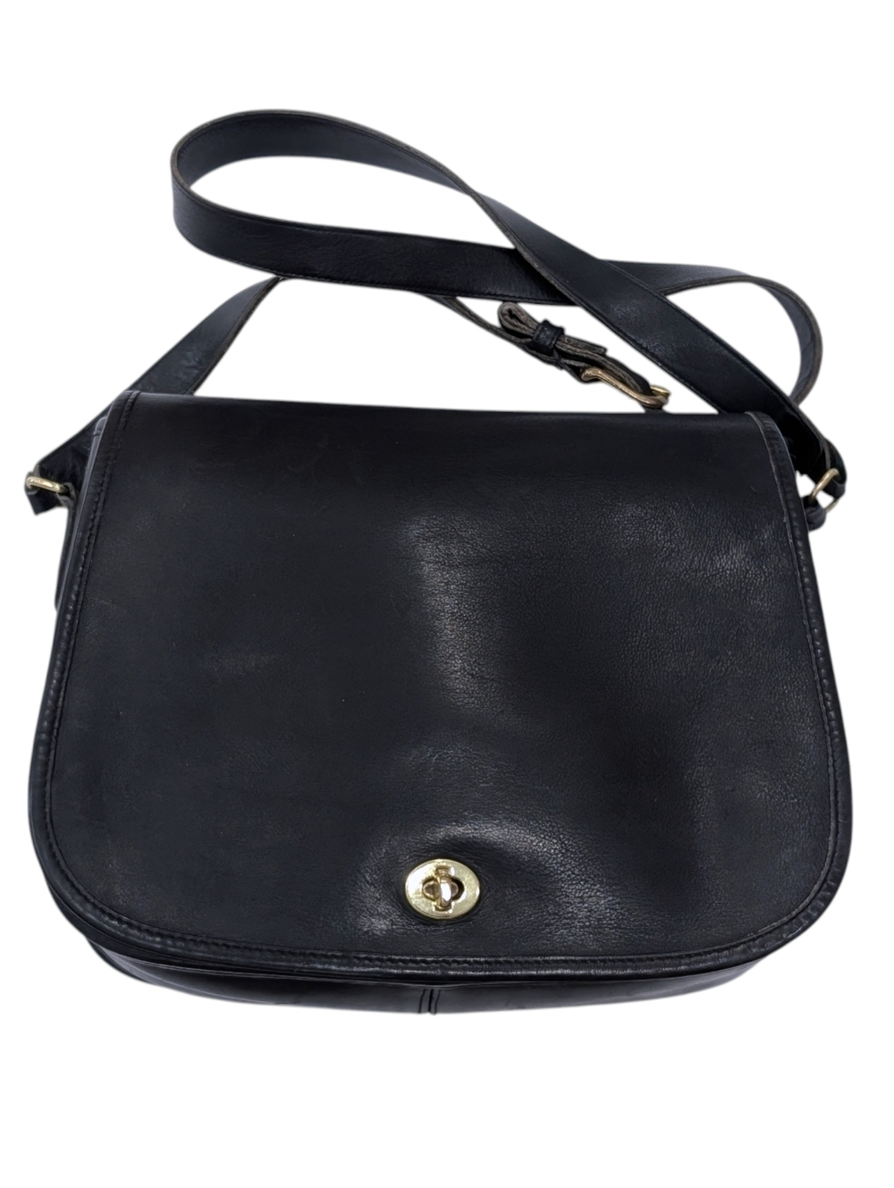Vintage Coach Ranch Bag Side Crossbody Black Leather